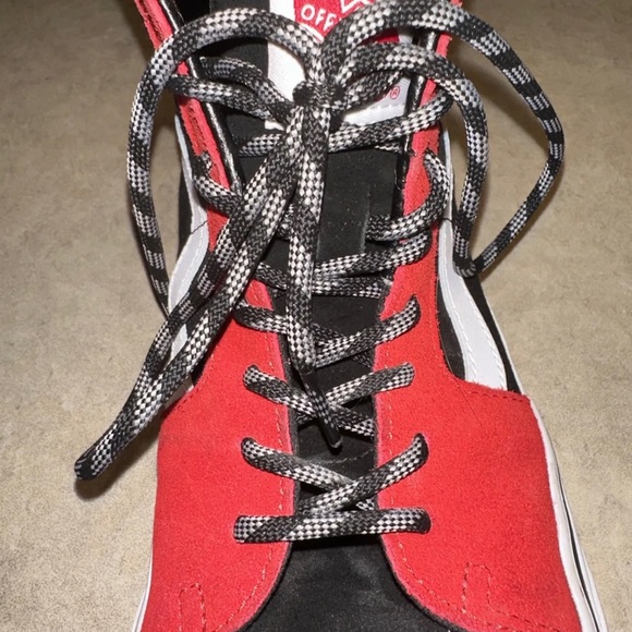 Vans Off The Wall Unisex Red Skateboard Shoes High Top Lace Up Size W-9.5 M-8‎ - Picture 13 of 14